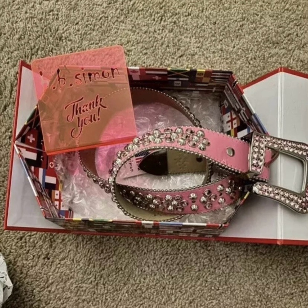 B.B. Simon Pink and Silver Rhinestone Belt